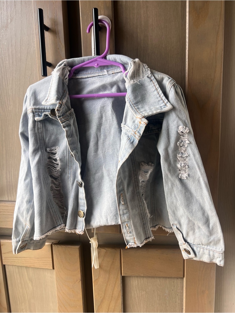 SweetHoney Light Wash Distressed Kids Denim Jacket Kids Size 6